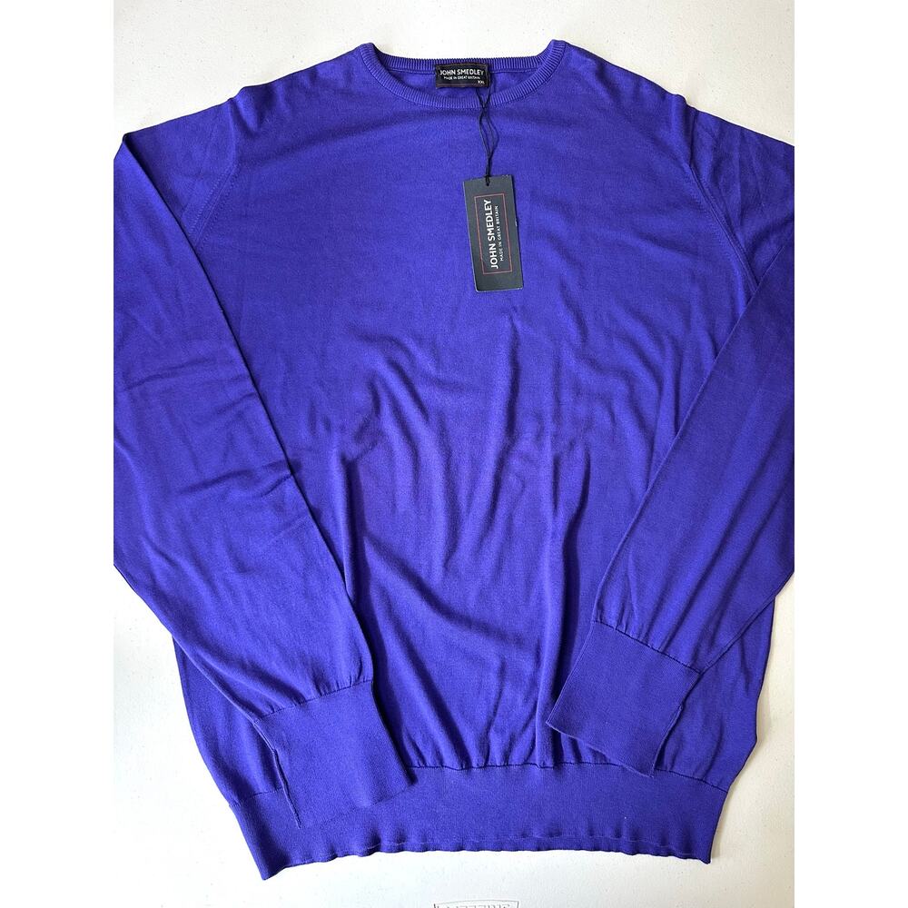 NWT John Smedley XXL Crew Neck Sweater Purple Fine Knit Made in Great Britain
